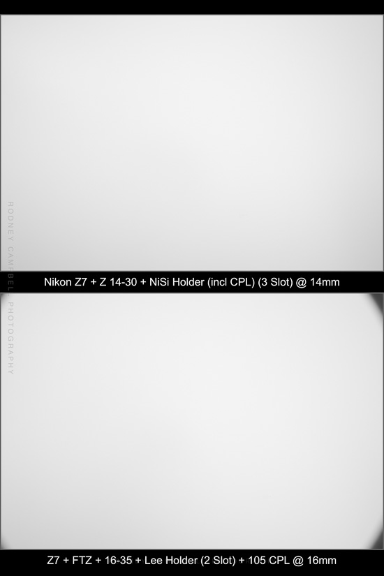 Z 14-30 @14mm + Nisi V6 Holder (incl CPL) vs F 16-35 @ 16mm + Lee Holder + CPL